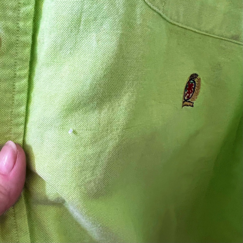 🍍Vintage Early 80’s Tommy Hilfiger Long Sleeve 
Button Down Sz. L Lime Green🍍 - Picture 10 of 10